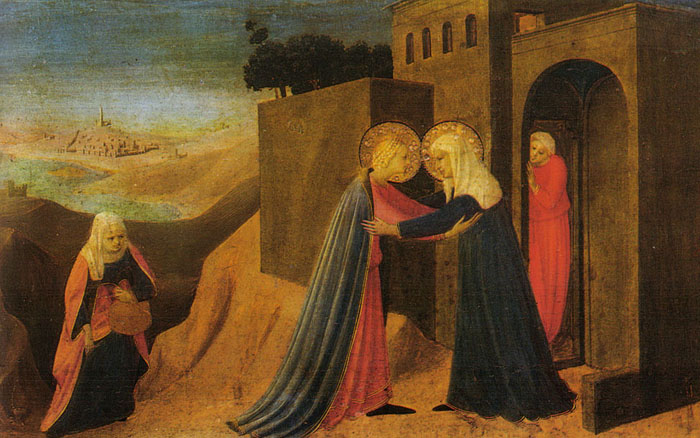 BEATO ANGELICO, Maria visita Elisabetta, Predella della Pala dellAnnunciazione, <br>Museo diocesano, Cortona, 1430 ca. Per gentile concessione del Museo diocesano di Cortona